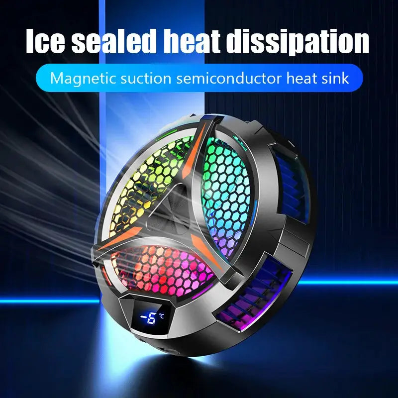 X42 magnetic cooling fan for tablets and phones; RGB-lit round aluminum heatsink cooler