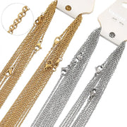 10 Pcs 50cm 2mm Gold Color Stainless Steel Link Chains Cuban Necklaces Wholesale Jewelry Making DIY Craft Supplies