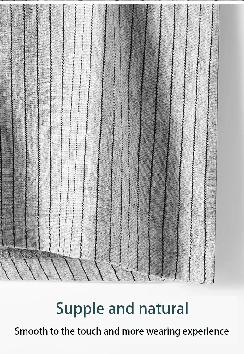 4-pack men's striped boxer briefs, soft breathable gray fabric with dark stripes