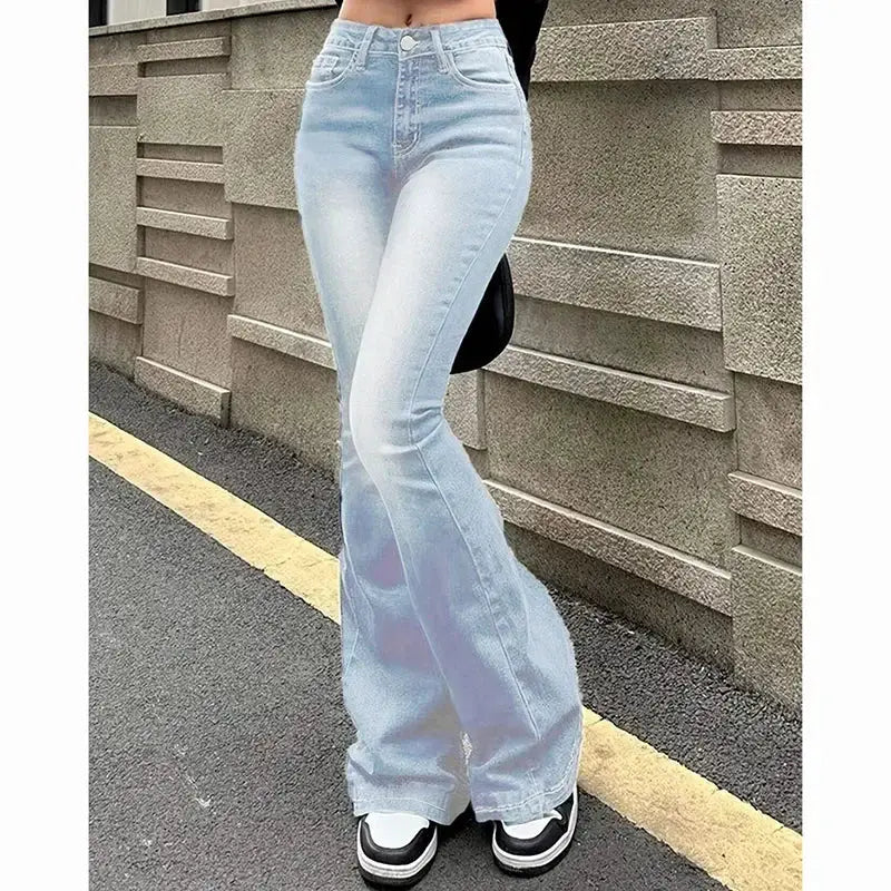 2025 High Waist Flared Bootcut Jeans Women Stretch Denim Bellbottoms