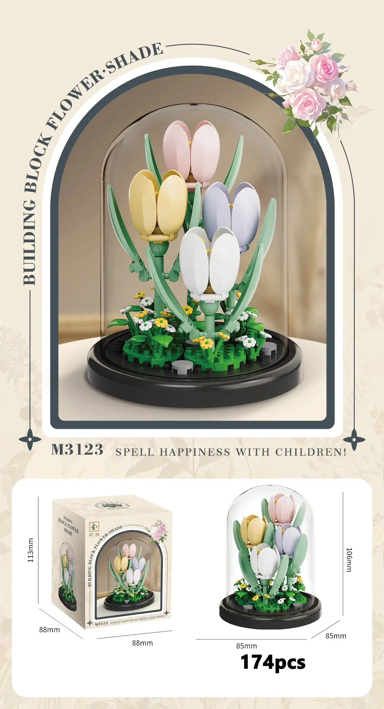 Eternal Flower Bouquet Bonsai Potted Plant Micro Building Blocks Model Decor Puzzle Toys Kids Birthday Christmas Gifts