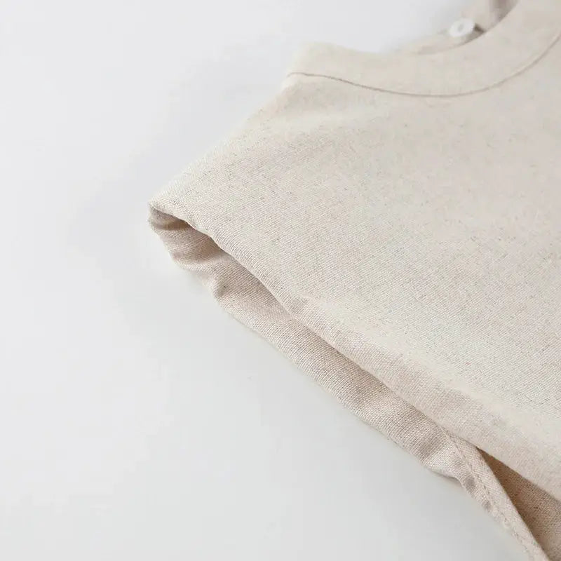 Linen Two Piece Pant Set With Crop Top For Women Spring Summer 2025
