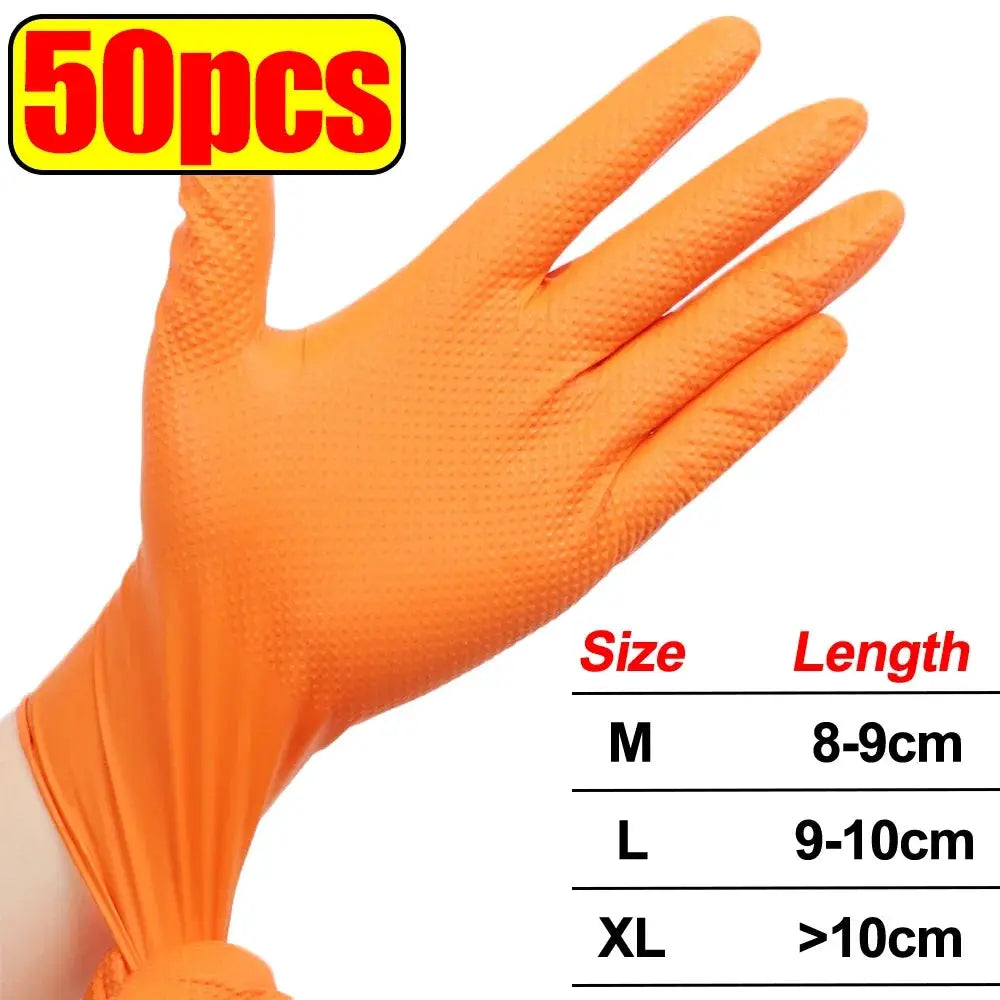 Simples Market heavy-duty nitrile gloves, orange 8mil extra thick with textured grip, 50pcs