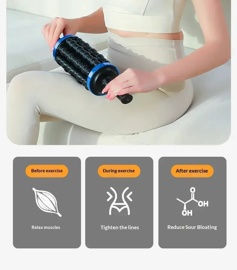 Rechargeable rolling percussive massager with 72 massage points, blue accents handheld massager for foot and back