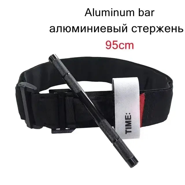 Simples Market aluminum rod tourniquet with black strap, 95cm length.