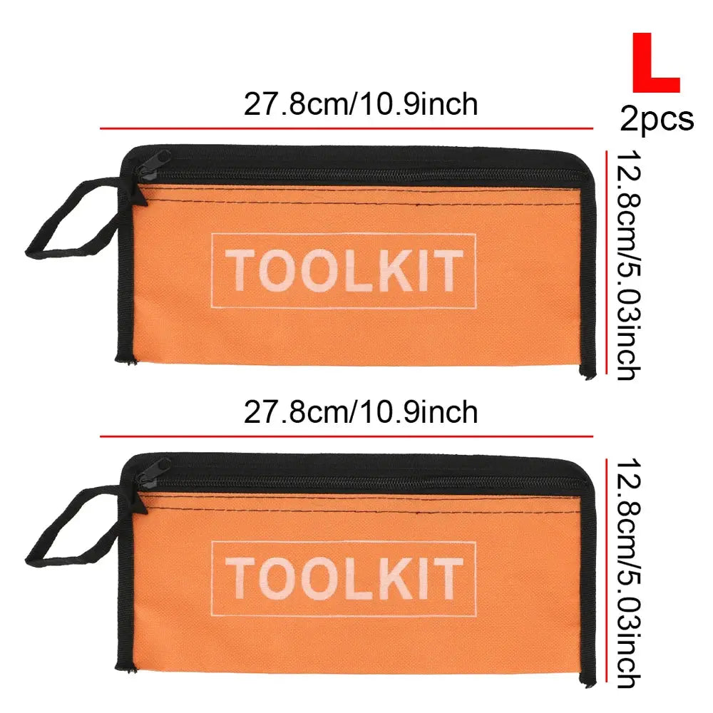 Toolkit bag set: two orange canvas Oxford tool pouches with black zippers by Simples Market