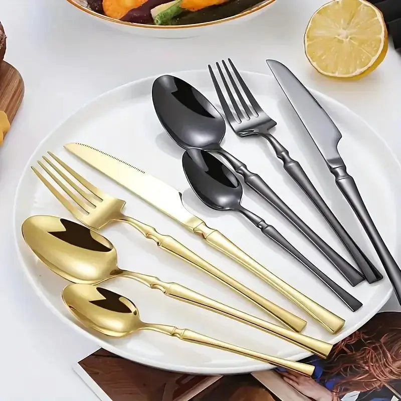 Stainless Steel Cutlery Set 4/6/16/24 Piece Includes Steak Knife And Fork Dessert Spoon Teaspoon For Home Or Restaurant