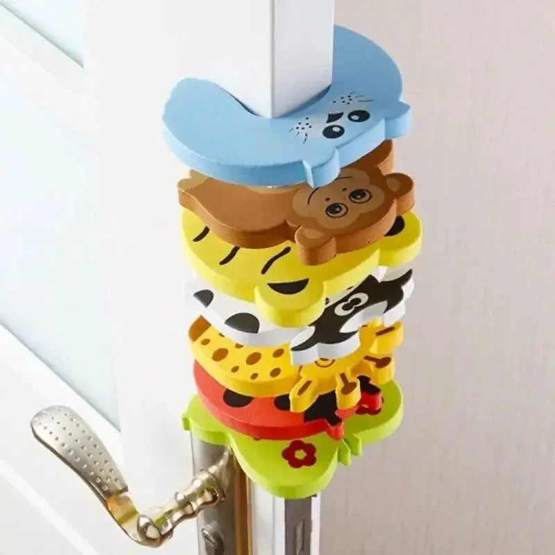 Cartoon animal door stopper set, 6 pieces, for baby safety, bright colors