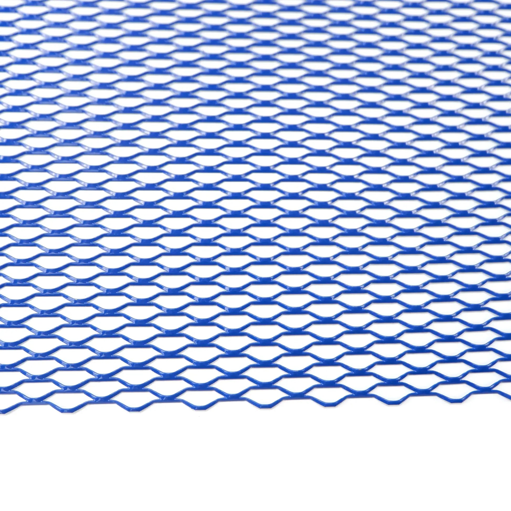 Blue aluminium bumper grille mesh panel for racing cars, 100x33cm, universal vent protector