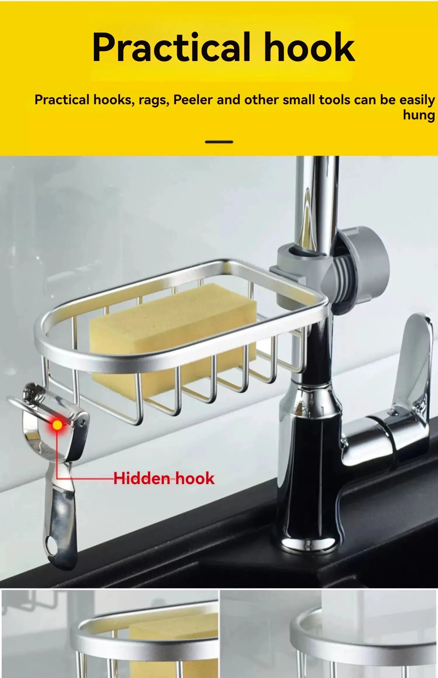 Shower rack Simples Market, aluminum punch-free design with hidden hook