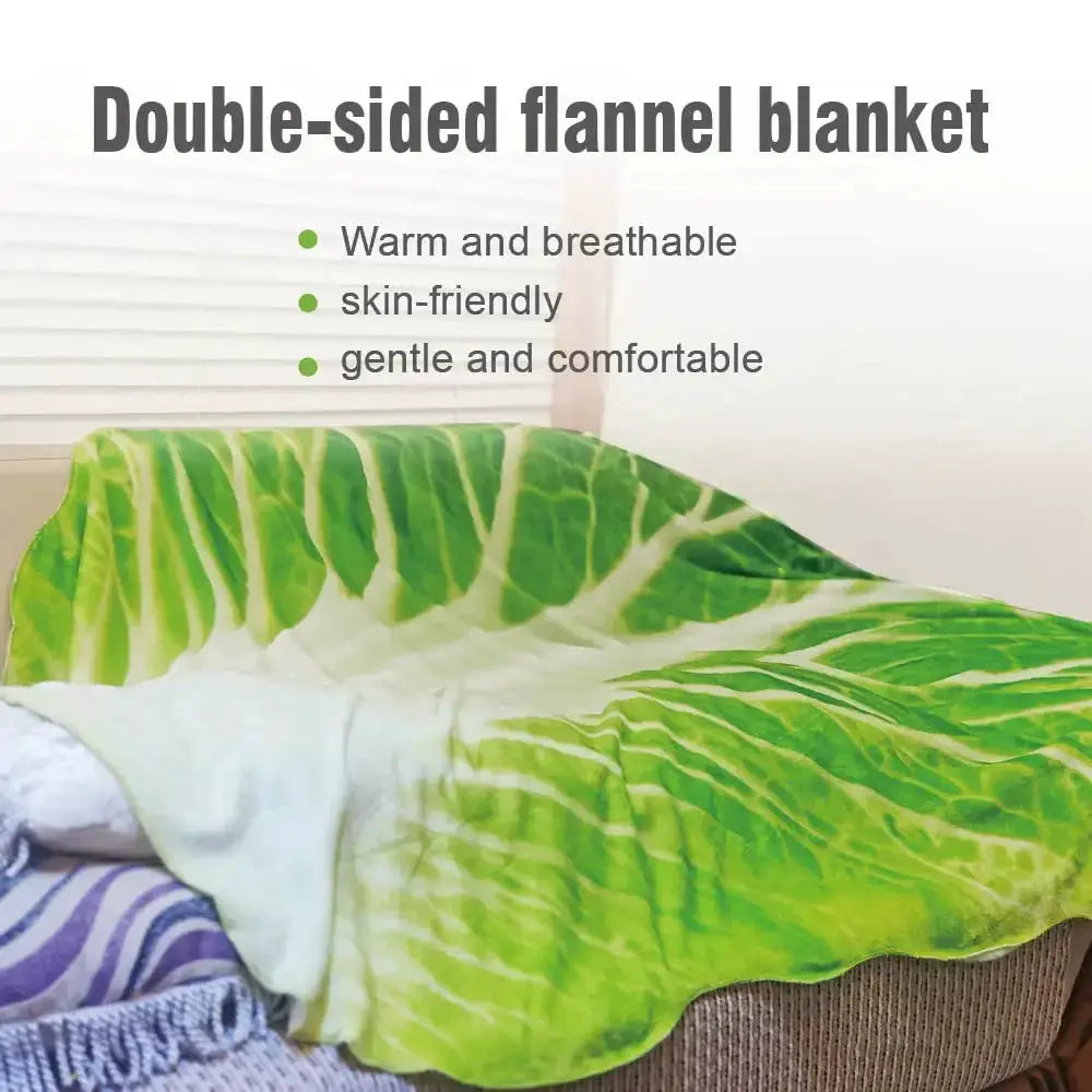 Double Sided Flannel Throw Blanket With Cabbage Pattern For Living Room Home Decor Sofa Cozy Warm