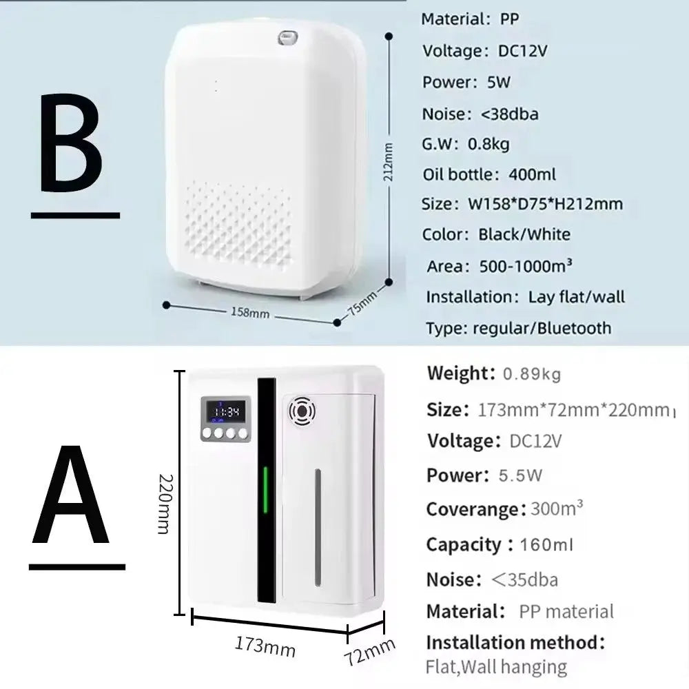 Wall Mounted Room Fragrance Diffuser With Bluetooth And Built In Fan For Essential Oils In Home And Hotel