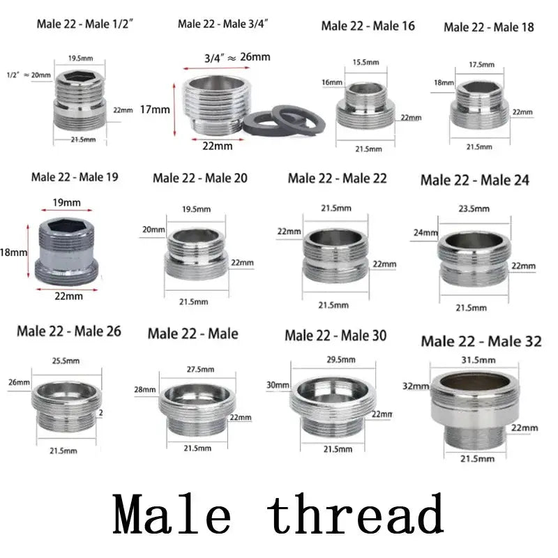 Stainless Steel Faucet Connector Set M22 To M20 M18 M28 Threads Water Tap Adapter For Kitchen Purifier