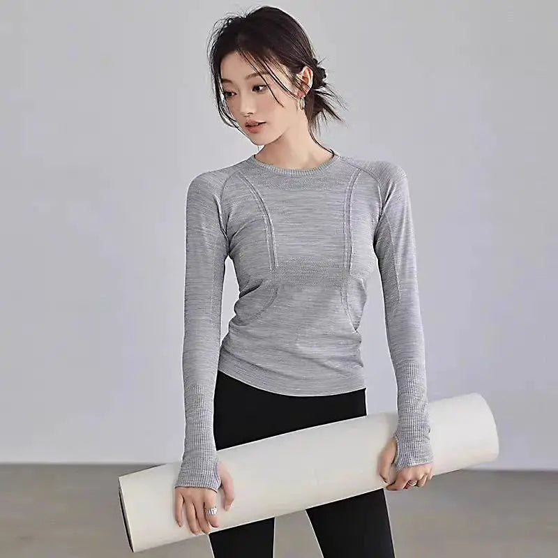 ZenFit Seamless Womens Slim Fit Long Sleeve Yoga Top Breathable Nylon Elastane For Yoga Running Gym