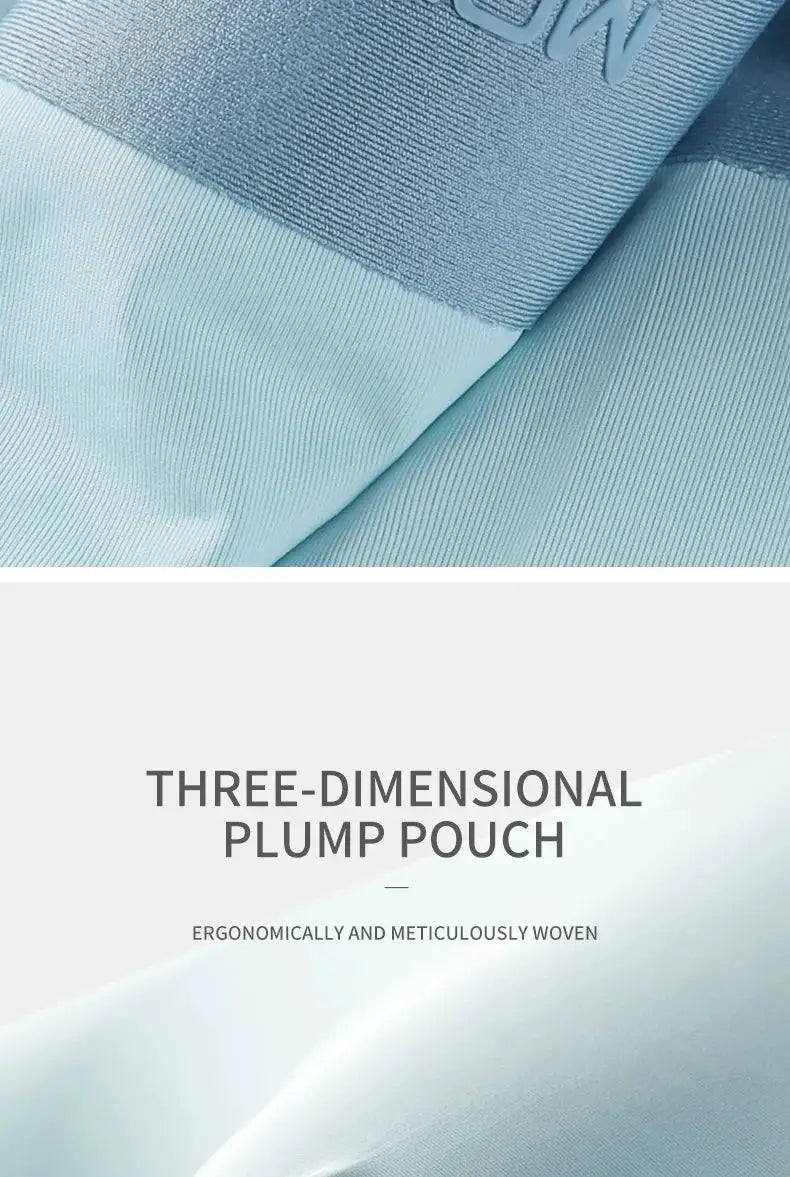 MIIOW three-pack ice silk men’s underwear boxers in light blue with seamless cut-hem