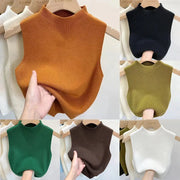 NovaWeave Womens Knit Vest Tank Top Cropped Solid Color Camisole With Half Turtleneck For Spring To Autumn