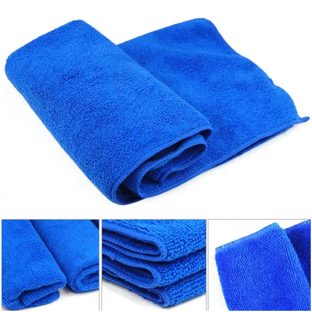 Blue microfiber towels by Simples Market for car wash and home cleaning; 2 pieces