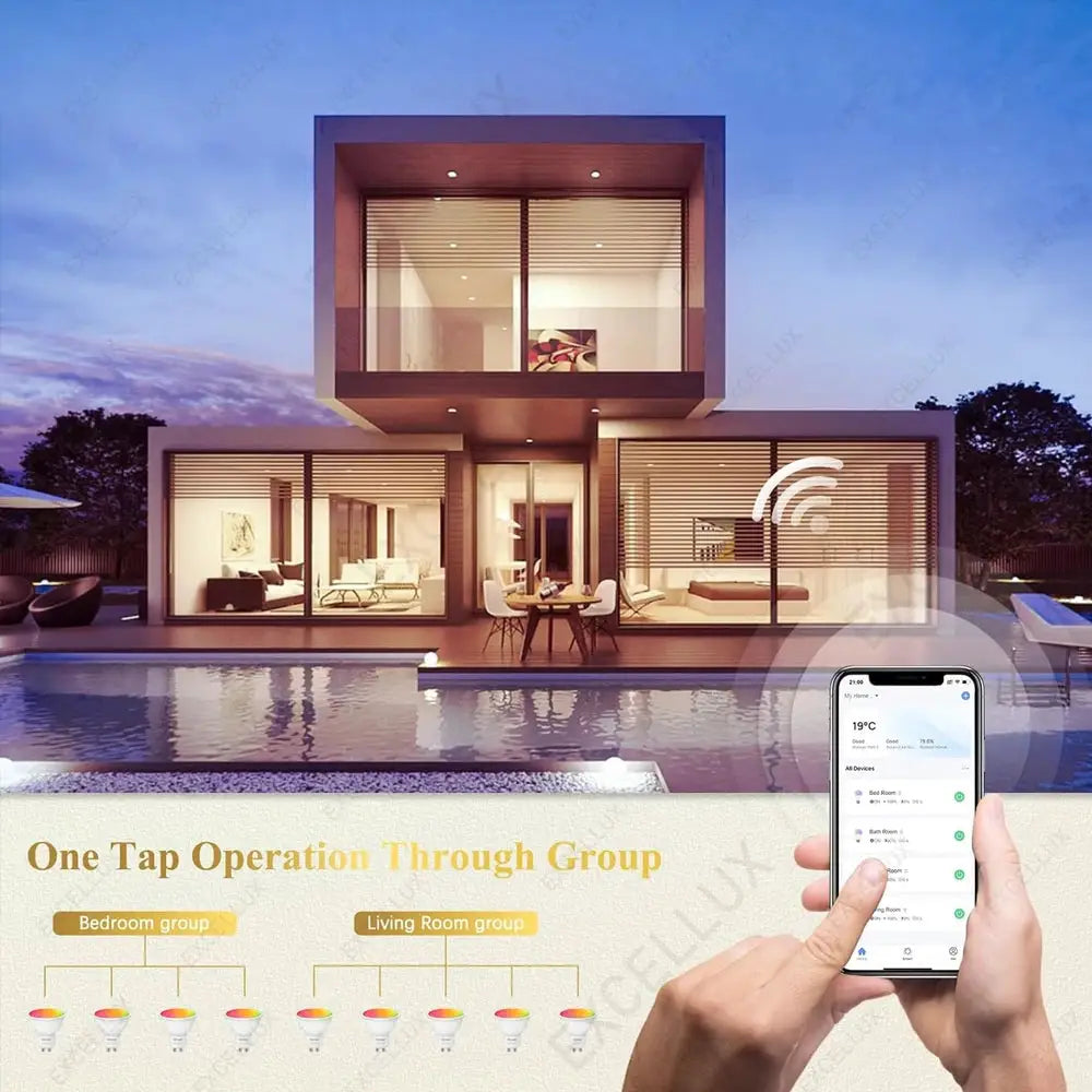 ZigBee GU10 WiFi RGB/W+C 5W dimmable smart LED bulbs, app-controlled, works with Alexa/Google/Alice Hub