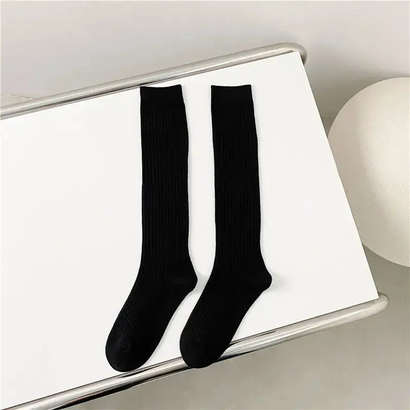 LuxeWeave Women's Knee High Stockings Cotton Blend Comfort For Casual Preppy Style And Everyday Wear