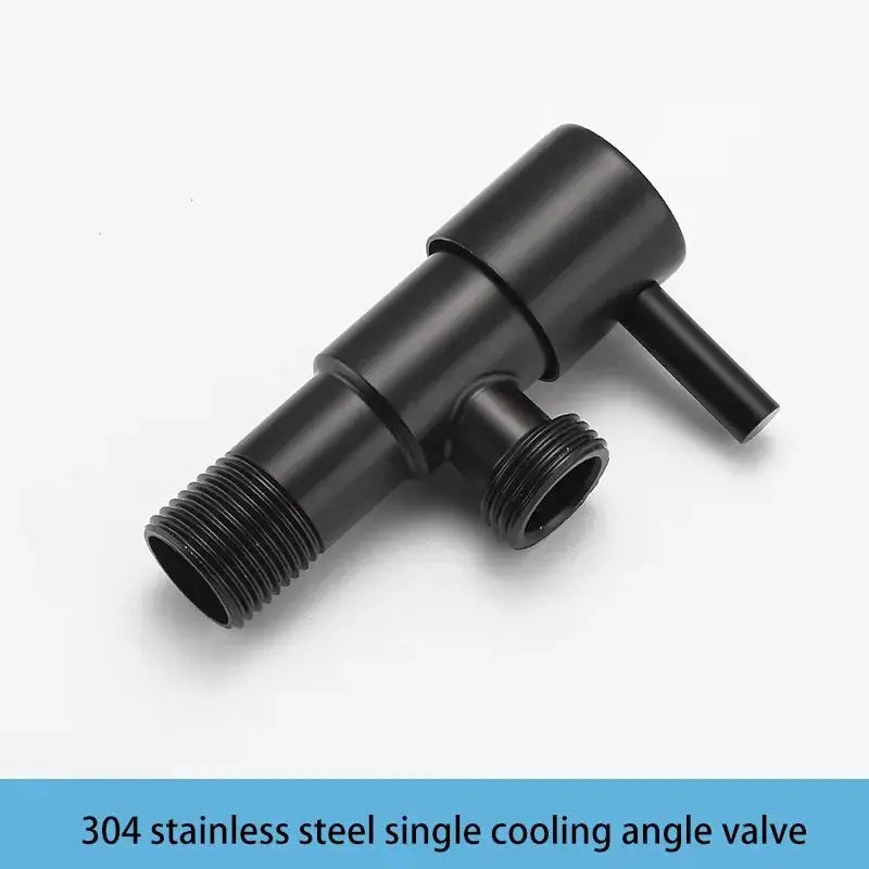 Single cold water angle valve by Simples Market, 304 stainless steel with black finish