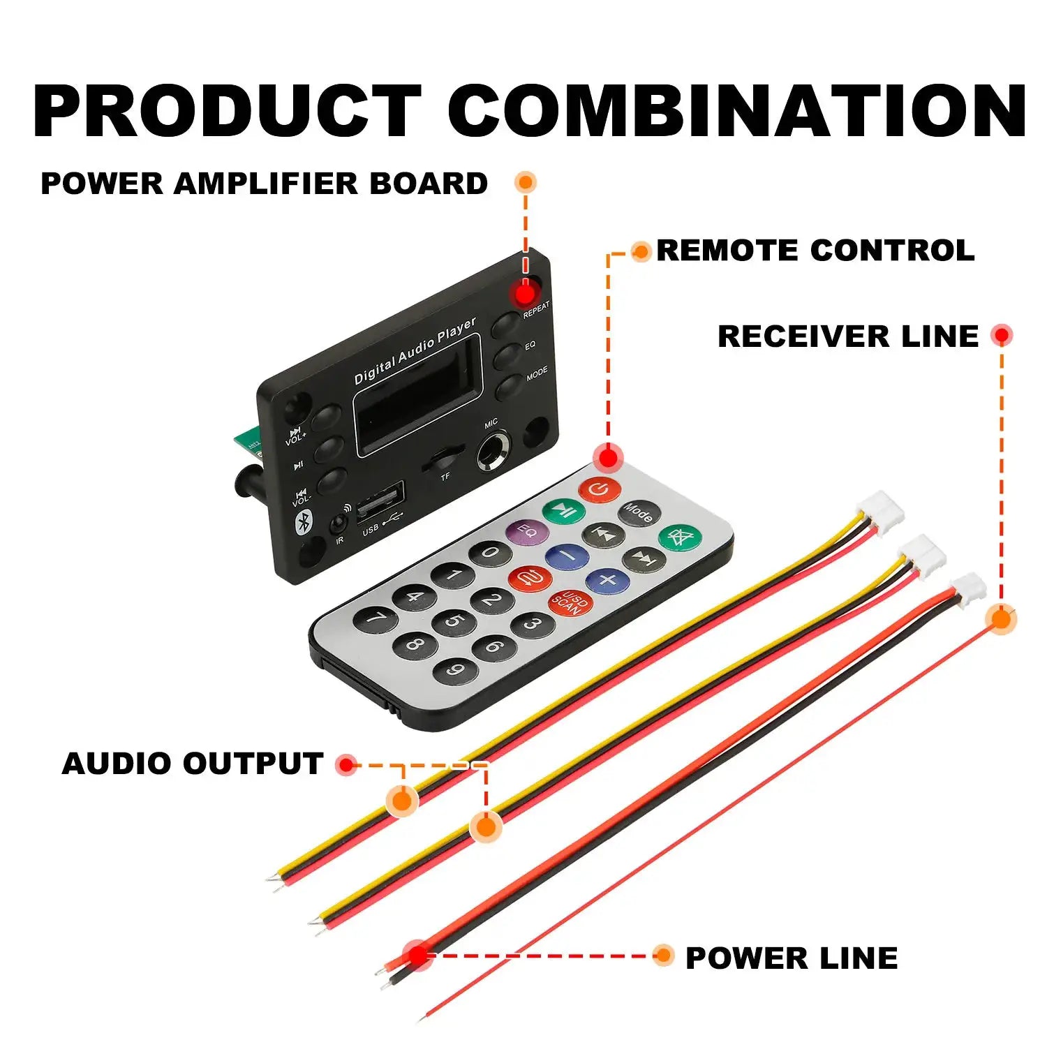 DC 12V Bluetooth 5 Point 0 MP3 WMA WAV APE Decoder Board Hands Free Car Audio USB TF Card FM Radio MP3 Player Speaker