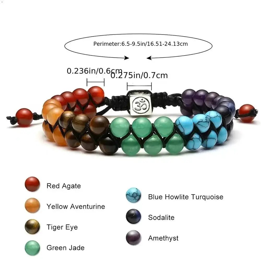 Top Plaza 7 Chakra Crystal Bracelet Yoga Stone Adjustable Beads For Meditation Relaxation And Anxiety Relief For Women