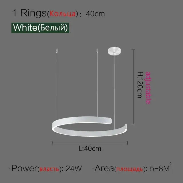 Simples Market Nordic ring LED pendant lamp, white, 40cm diameter, adjustable hanging height