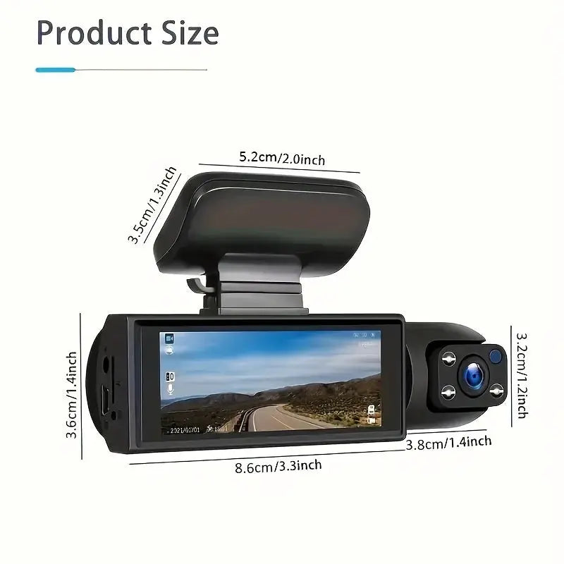 Simples Market 1080P WIFI dual-camera dash cam for cars with front and interior cams, IR night vision, loop recording