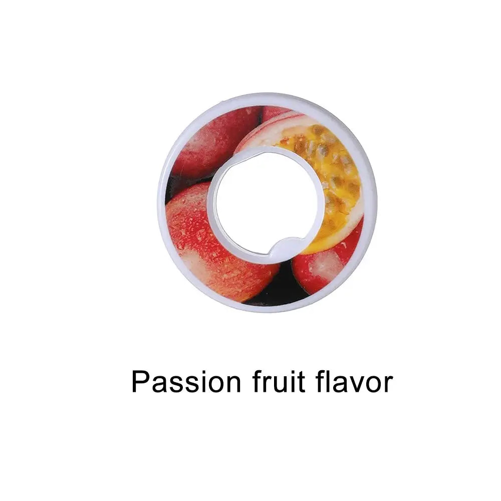 Air flavor pod cap for water bottles, passion fruit flavor, white circular lid