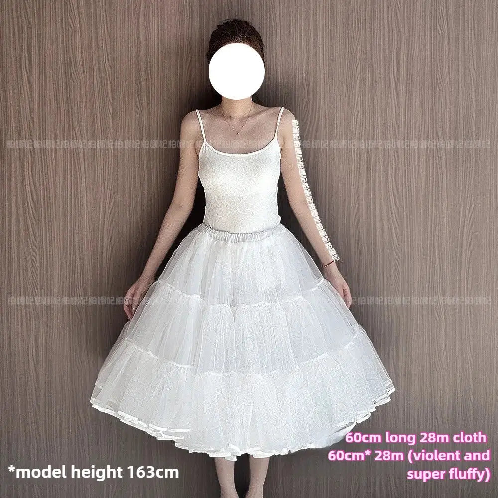 Simples Market 35cm Lolita petticoat underskirt in white, fluffy tiered tulle crinoline