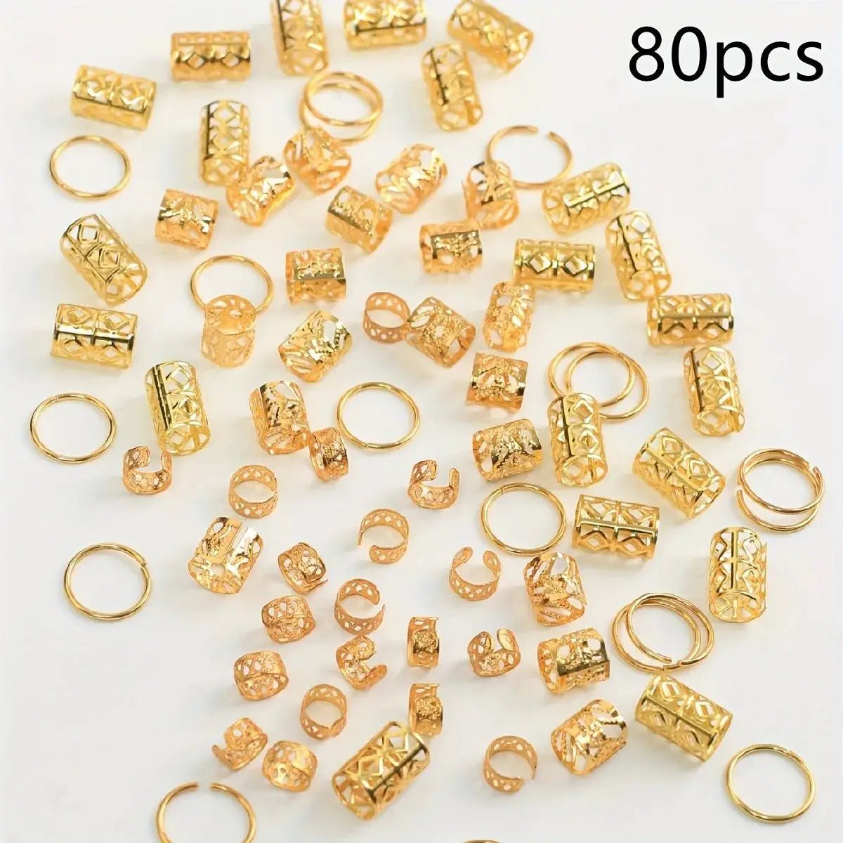 80 Pcs Dreadlock Hair Beads Zinc Alloy Jewelry for Braids Locs Hair Accessories for Girls and Women - Simples Market