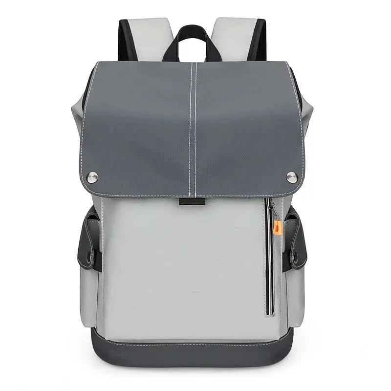 Simples Market USB charging urban backpack, two-tone gray waterproof laptop rucksack for business and outdoor use