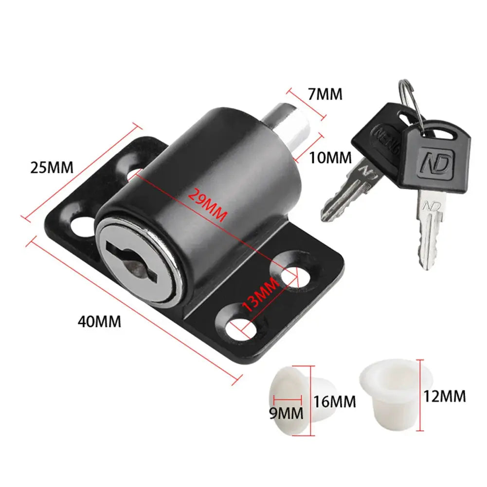 Simples Market 2-key sliding door and window lock set with aluminum alloy body and mounting plate for baby safety.