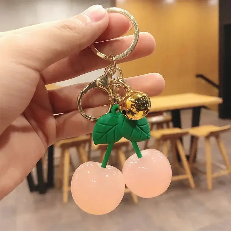 Crystal Cherry Charm Bag Pendant Keychain Lightweight High Grade Metal Accessory For Women