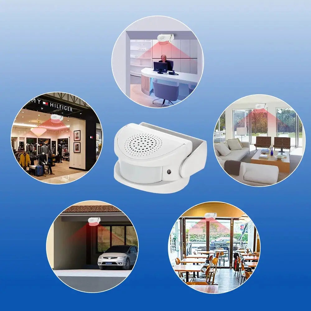 FUERS wireless guest welcome chime doorbell with PIR motion sensor, white; Simples Market brand for shops and homes