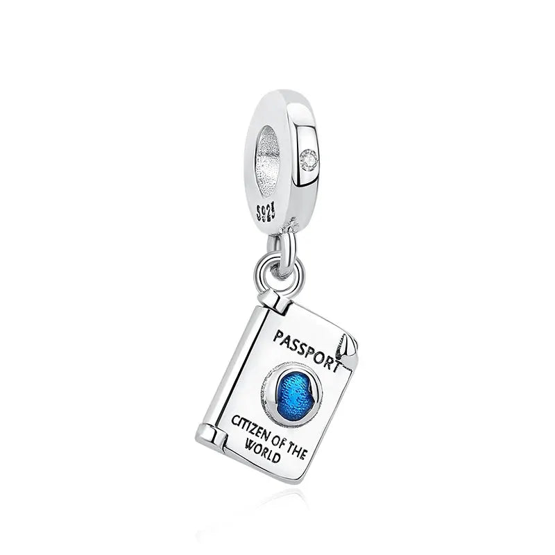 925 Sterling Silver Travel Theme Charms Beads London Bus Paris Suitcase Sam Panda Bracelets Necklaces Women DIY Jewelry