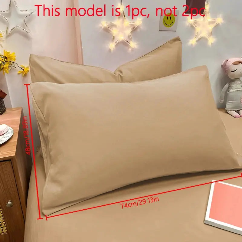 Pillowcase, beige matte solid color, 1pc, soft bedroom bedding.