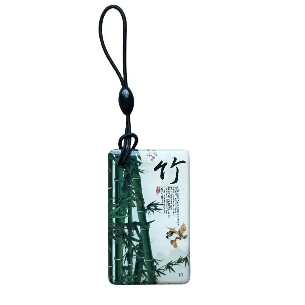 Simples Market RFID key tag with bamboo art, 125KHz EM4305/T5577 writable blank chip
