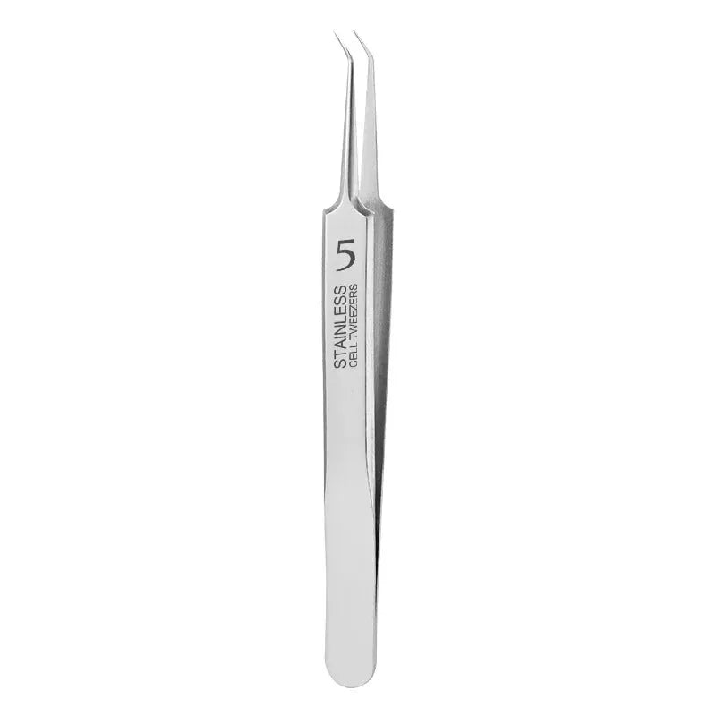 Stainless steel No.5 blackhead extraction tweezers with fine pointed tips