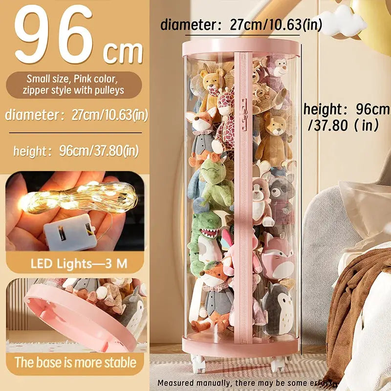 Transparent Doll Storage Box For Plush Toys And Dolls DIY Zipper Tube Organizer Christmas Gift For Kids