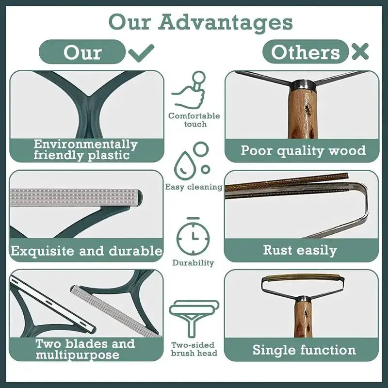 Silicone double-sided pet hair remover by Simples Market for clothes and carpet