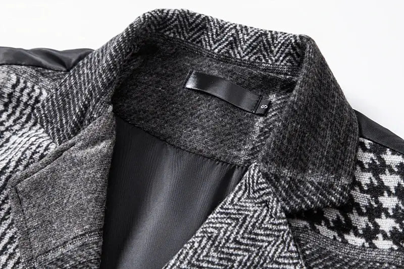Tweed plaid vest by Simples Market with herringbone pattern and black lining