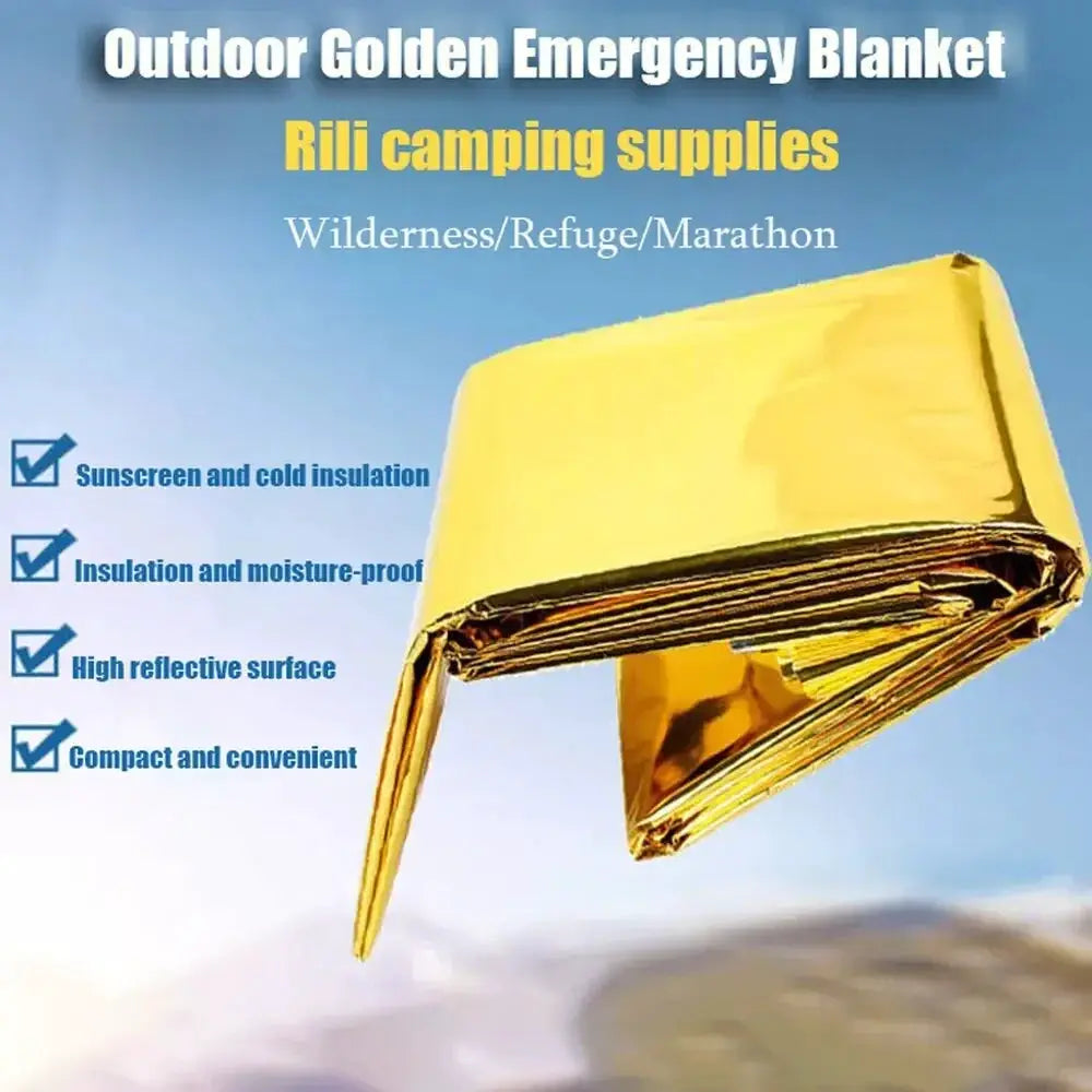Emergency Thermal Poncho Blanket Lightweight Folding Weatherproof First Aid Camping Mat Cover Sunshade Water Resistant