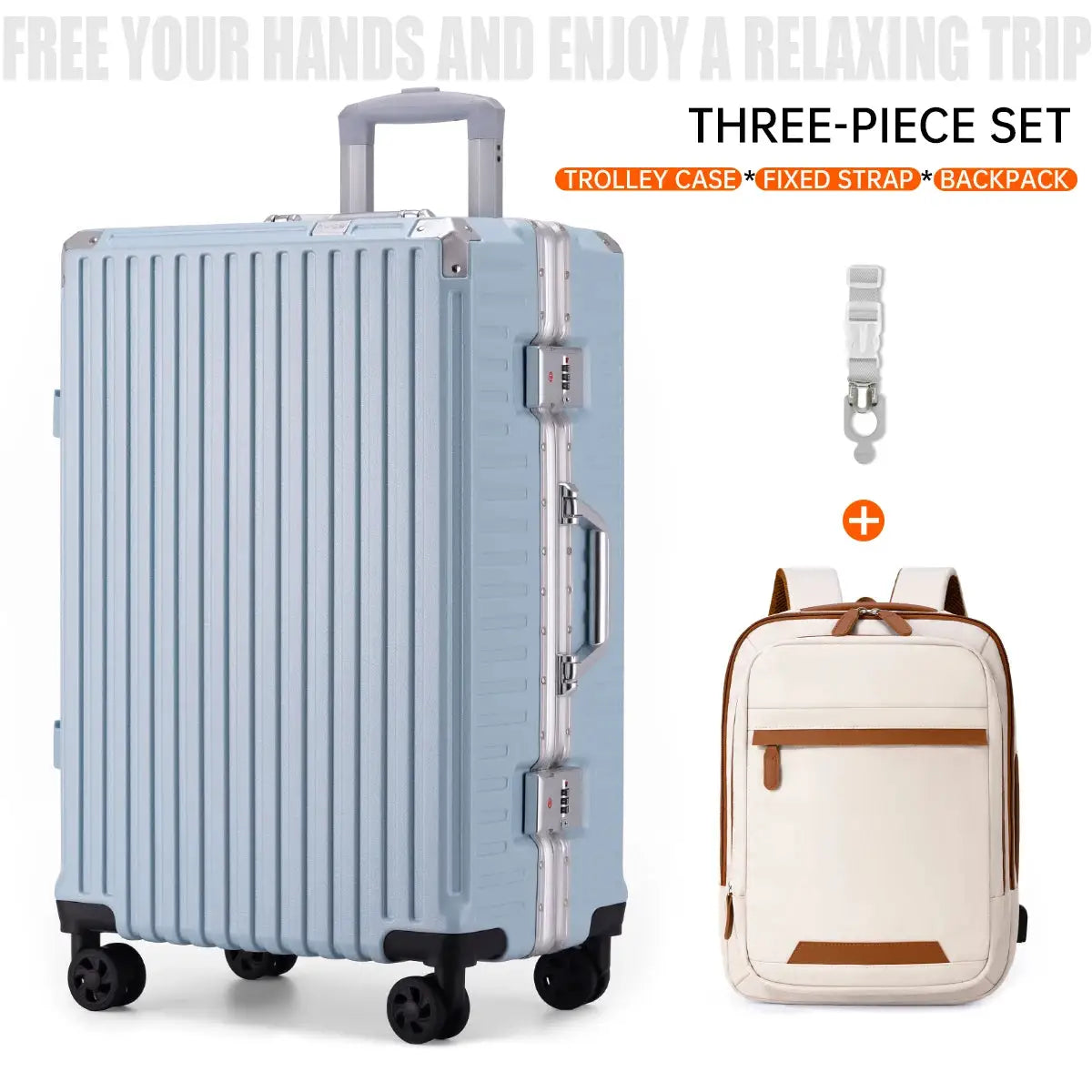 Trolley Luggage Aluminum Frame Rolling Suitcase Durable Carry On With USB Charging And 360 Degree Spinner Wheels