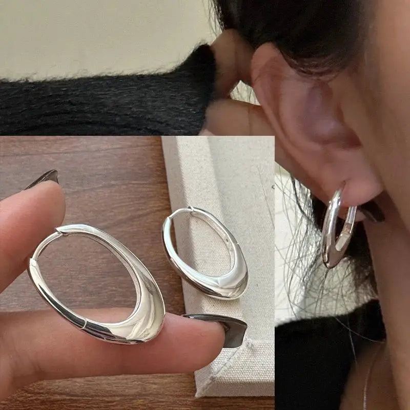 925 Sterling Silver Star Hoop Earrings For Women And Girls Trendy Original Hip Hop Style Jewelry Gift