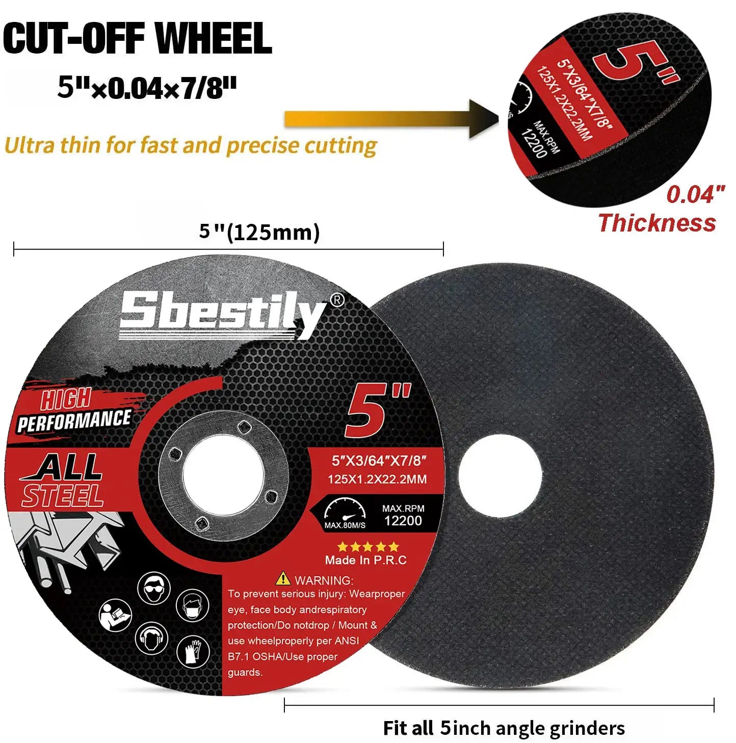 125mm Circular Resin Saw Blades 1.2mm Thick for Metal and PVC Cutting with Angle Grinder 3 Pack