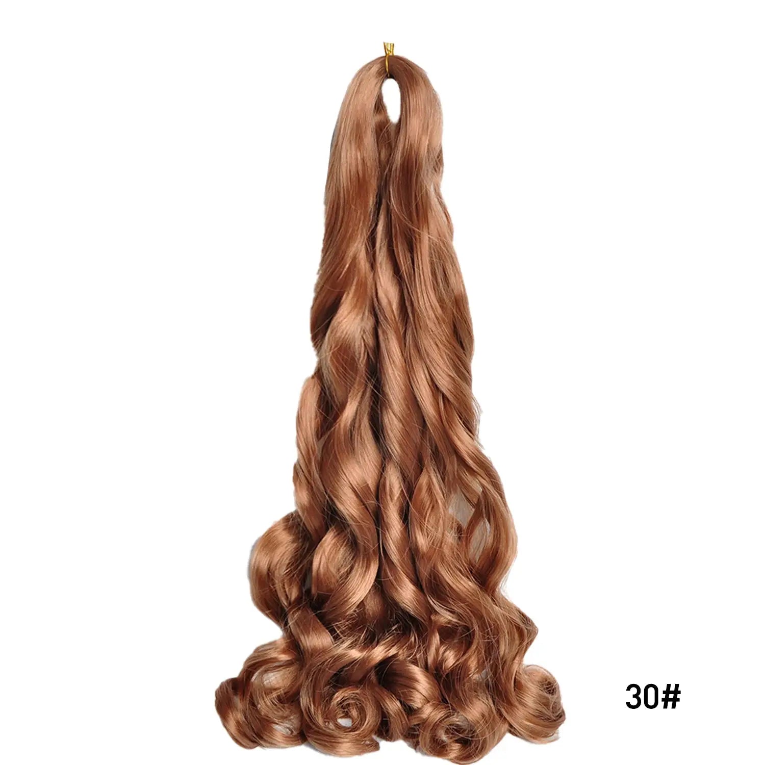 French Curls Braiding Hair by Simples Market, 24in synthetic spiral curls in copper brown shade 30#, bundle.