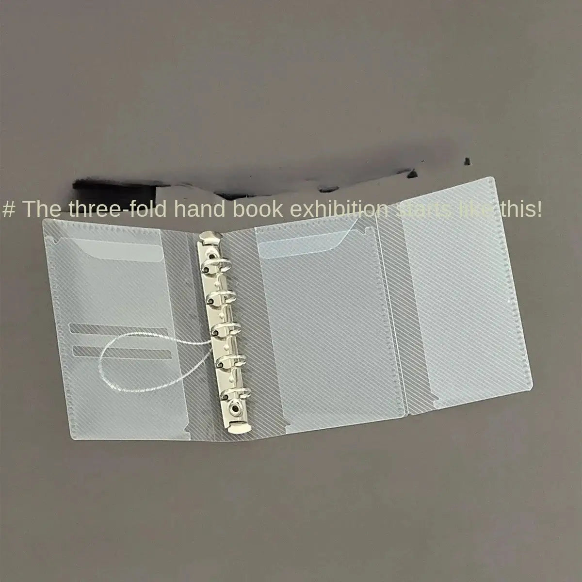 M5 A7 A6 diagonal PP three-fold notebook cover in clear plastic with ring binder and card slots