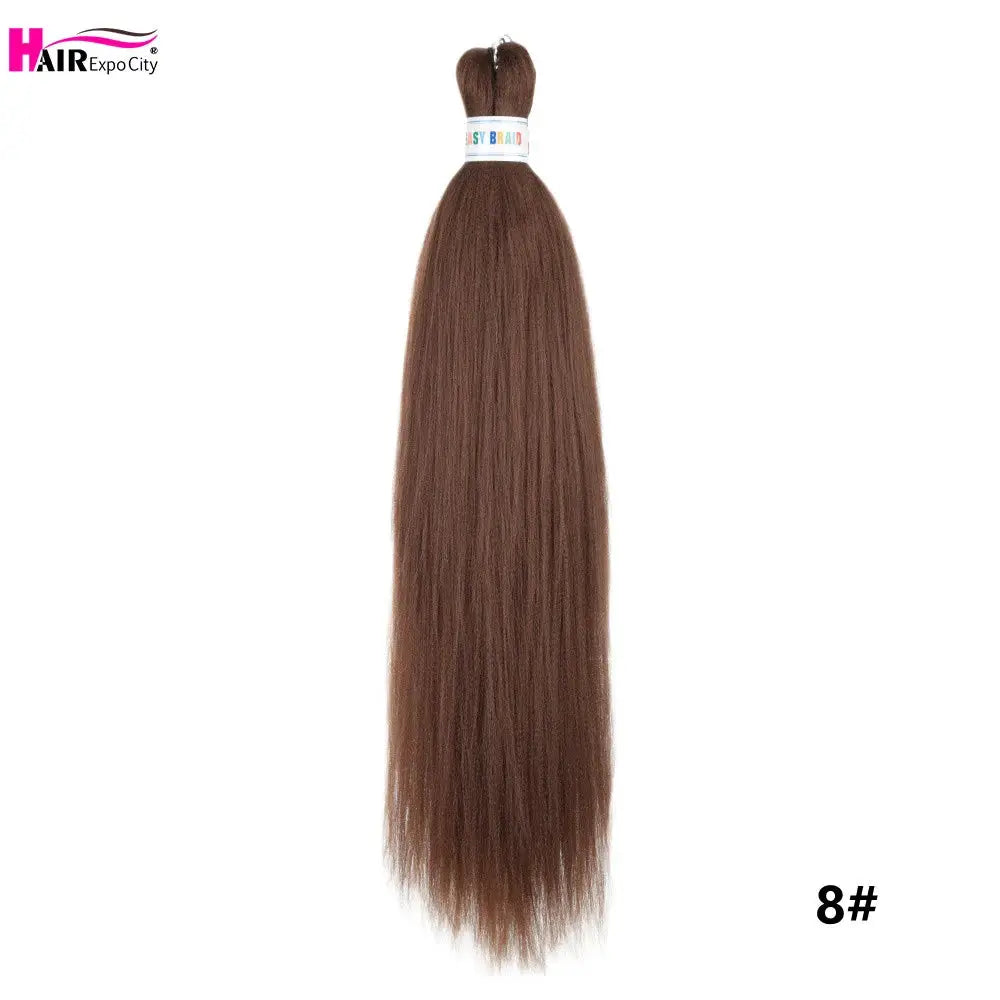 Easy Braids 26-inch synthetic jumbo braids hair extensions in brown ombre, pre-stretched.