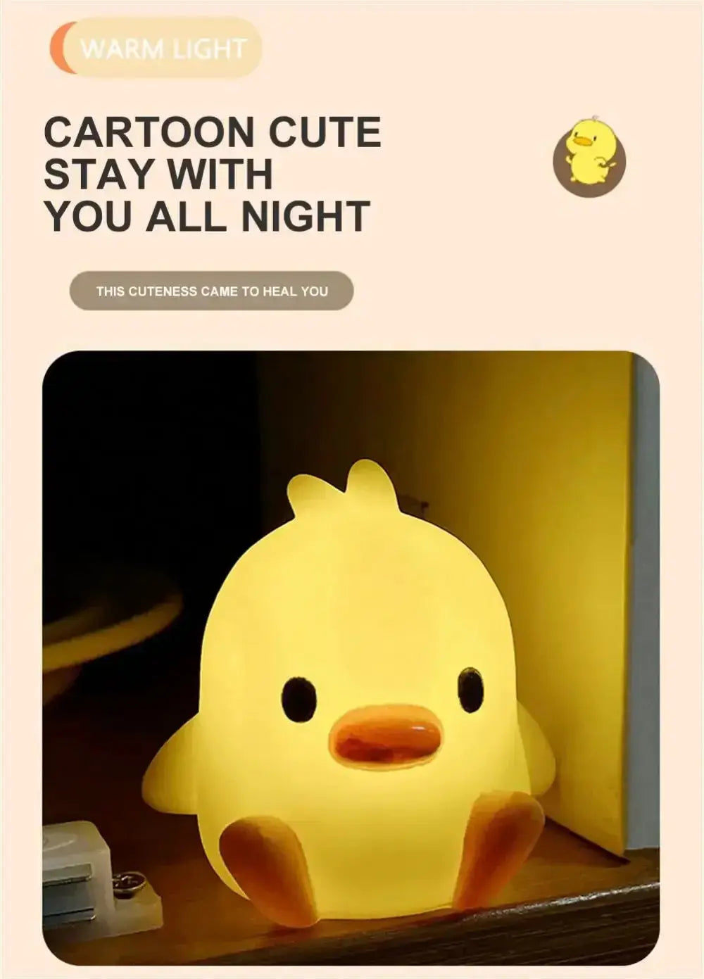BrightNest Duck Night Light For Kids Room Cute Cartoon Animal Night Lamp With Soothing Warm Glow